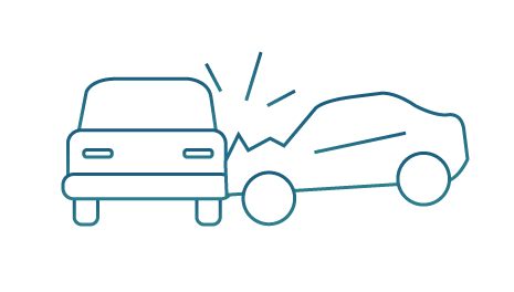 Daños a la Propiedad de Terceros ícono de un auto chocando con otro