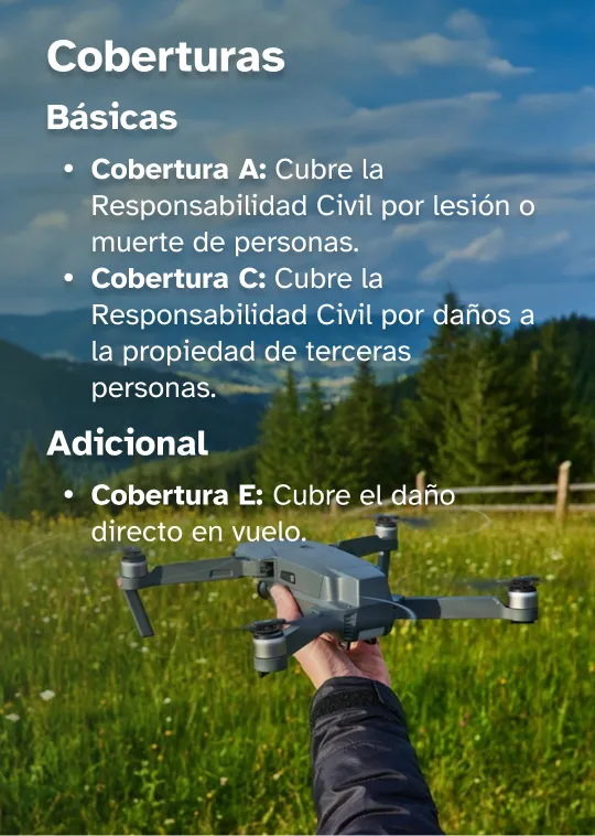 Banner de coberturas del seguro Descripcion de coberturas A, C y E del seguro